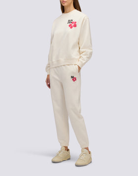 SUDADERA DE MUJER CON CUELLO REDONDO Y FLOR