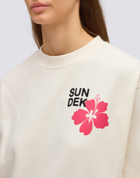 SUDADERA DE MUJER CON CUELLO REDONDO Y FLOR