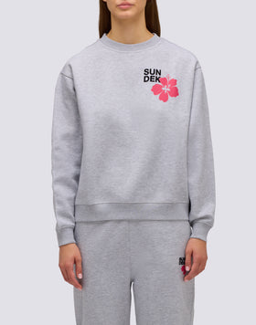 SUDADERA DE MUJER CON CUELLO REDONDO Y FLOR