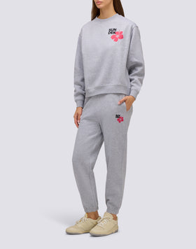 SUDADERA DE MUJER CON CUELLO REDONDO Y FLOR