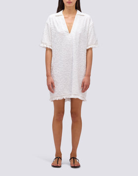 SHORT FRINGED JACQUARD TERRY DRESS