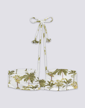 BIKINI TOP CON LACCI REGOLABILI E NAPPE STAMPA BOTANIC