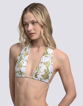 BIKINI TOP A TRIANGOLO AMERICANO CON NAPPE E FANTASIA BOTANIC