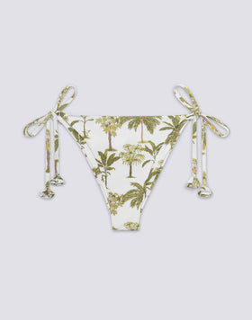 BIKINI BOTTOMS WITH ADJUSTABLE TIES IN BOTANICAL PRINT