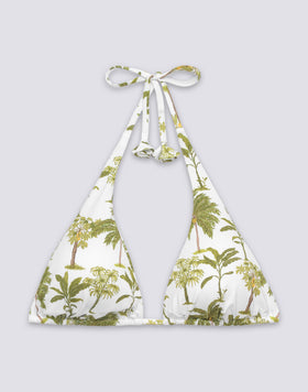 AMERICAN TRIANGLE BIKINI TOP WITH TASSELS AND BOTANICAL PRINT