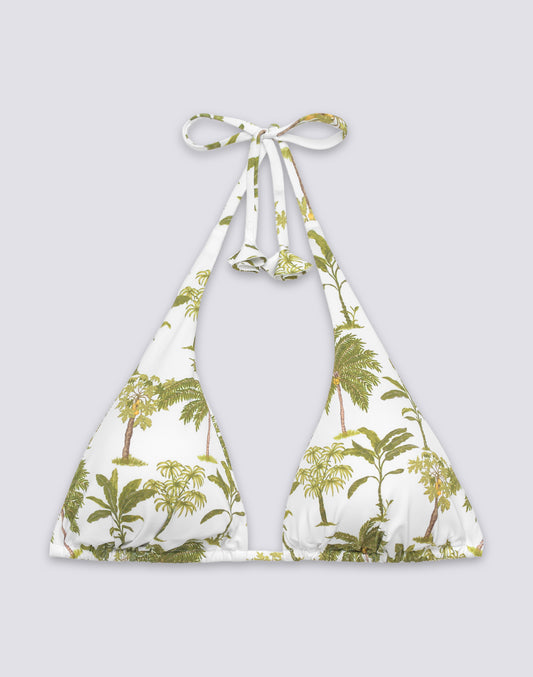 AMERICAN TRIANGLE BIKINI TOP WITH TASSELS AND BOTANICAL PRINT