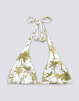 AMERICAN TRIANGLE BIKINI TOP WITH TASSELS AND BOTANICAL PRINT