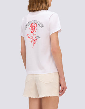 T-SHIRT POUR FEMME AVEC IBISCO BRODÉ ET IMPRIMÉ