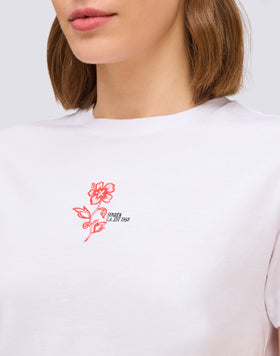 T-SHIRT POUR FEMME AVEC IBISCO BRODÉ ET IMPRIMÉ