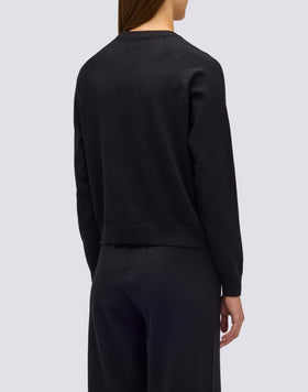 FELPA DONNA A GIROCOLLO IN MAGLIERIA CON LOGO RICAMATO