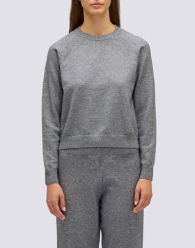 WOMEN'S CREW NECK KNITTED SWEATSHIRT WITH EMBROIDERED LOGO