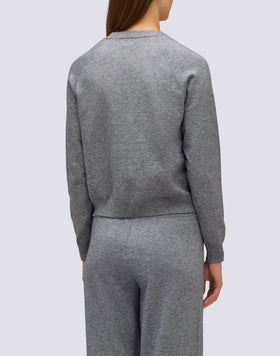 WOMEN'S CREW NECK KNITTED SWEATSHIRT WITH EMBROIDERED LOGO