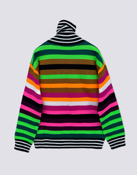 MAGLIONE DONNA A COLLO ALTO MULTICOLOR RIGATO