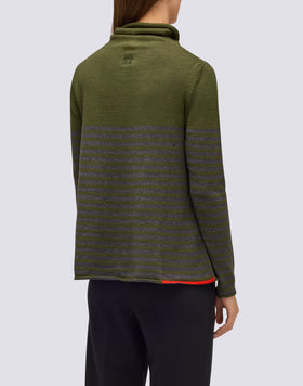 MAGLIONE DONNA A COLLO ALTO CON DETTAGLIO RIGHE