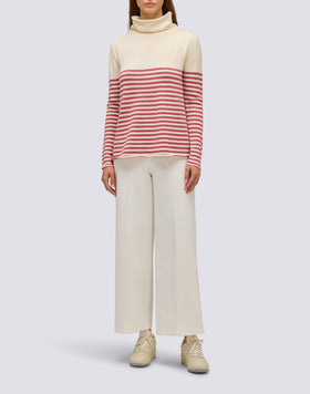MAGLIONE DONNA A COLLO ALTO CON DETTAGLIO RIGHE