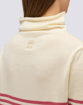 MAGLIONE DONNA A COLLO ALTO CON DETTAGLIO RIGHE