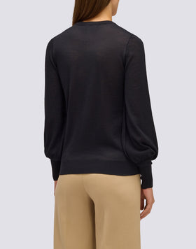 WOMEN'S CREW NECK WOOL SWEATER WITH NARROW SLEEVES