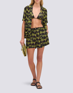 WOMEN'S BOWLING-STYLE SHIRT WITH BOTANIC PRINT