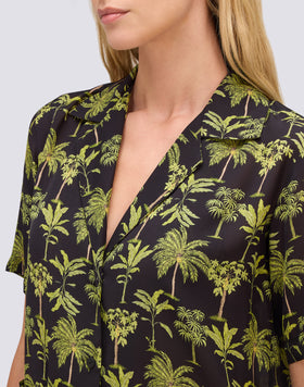 WOMEN'S BOWLING-STYLE SHIRT WITH BOTANIC PRINT