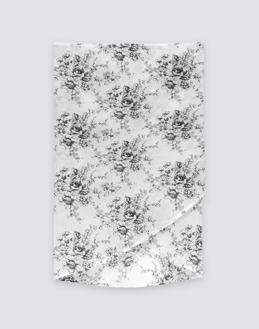 PAREO IN COTONE VOILE STAMPA ROSE DE JOIE