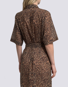 WOMEN'S ANIMAL PRINT SHIRT DRESS WITH REMOVABLE BELT