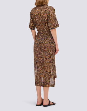 WOMEN'S ANIMAL PRINT SHIRT DRESS WITH REMOVABLE BELT