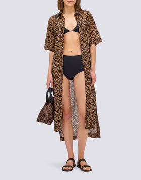 WOMEN'S ANIMAL PRINT SHIRT DRESS WITH REMOVABLE BELT