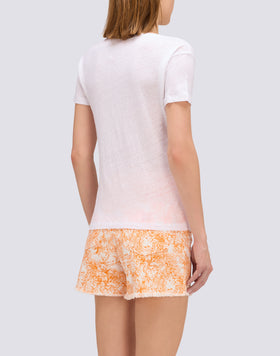 T-SHIRT A MEZZE MANICHE IN LINO