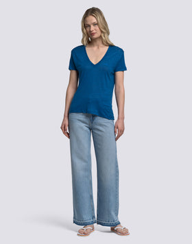 T-SHIRT DONNA A MEZZE MANICHE IN LINO