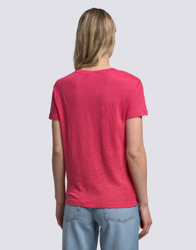 HALF-SLEEVED LINEN T-SHIRT