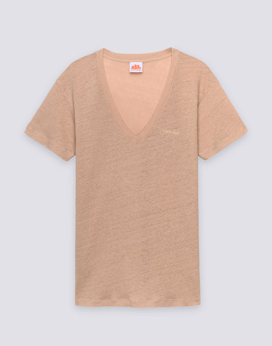 T-SHIRT DONNA A MEZZE MANICHE IN LINO