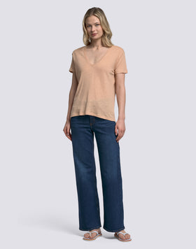 T-SHIRT DONNA A MEZZE MANICHE IN LINO