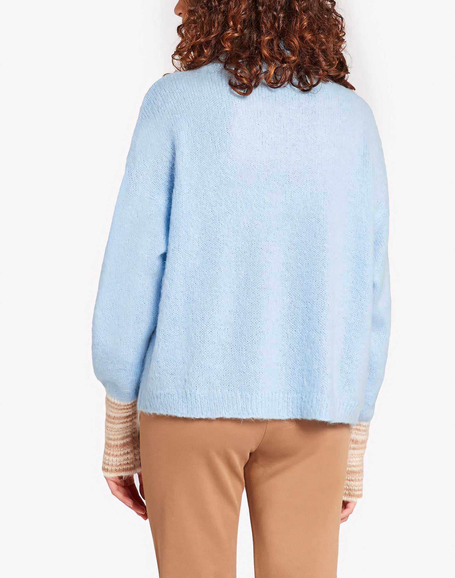 POLO NECK JUMPER WITH MULTICOLOURED CUFFS