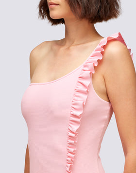 LILLIBETH - ONE-SHOULDER PIQUET ONE-PIECE SWIMSUIT