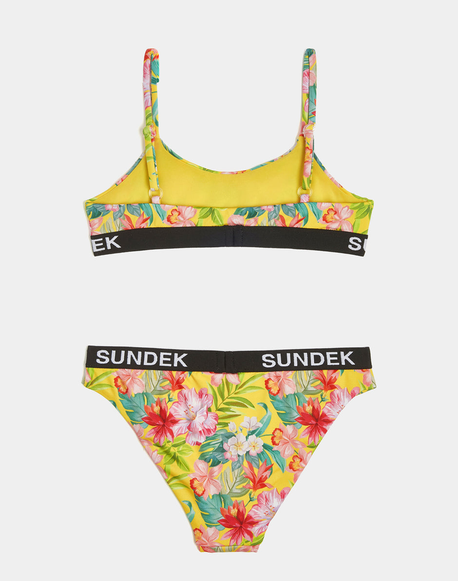 Bikini Bambina A Righe Sundek Mini Magnolia - Bianco/rosso - Taglie 6/8/10/12/14/16 Anni