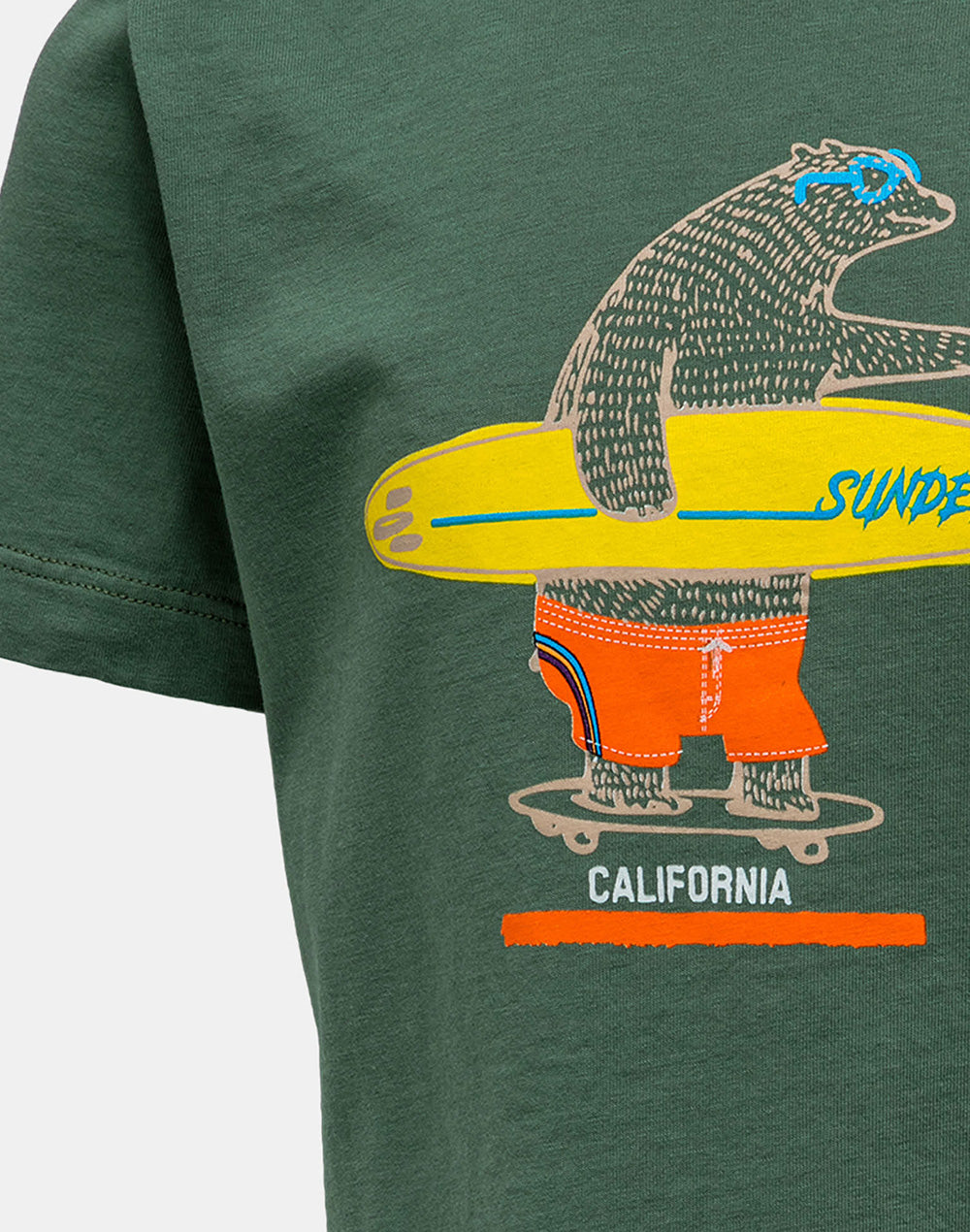 CALIFORNIA SURFIN' BEAR PRINT T-SHIRT