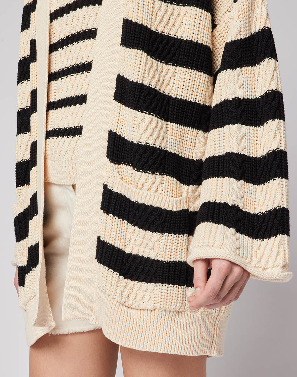 COMBED COTTON STRIPED CARDIGAN